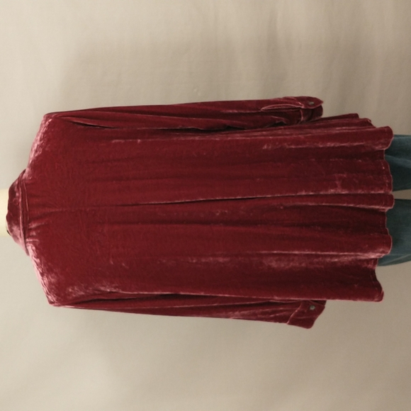 Velvet Top J Jill Silk Blend Dark Raspberry Flare Hem Tunic Soft Lush Washable - Picture 3 of 9
